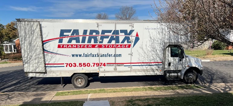 A Fairfax Transfer and Storage moving truck operated by residential movers in Northern VA